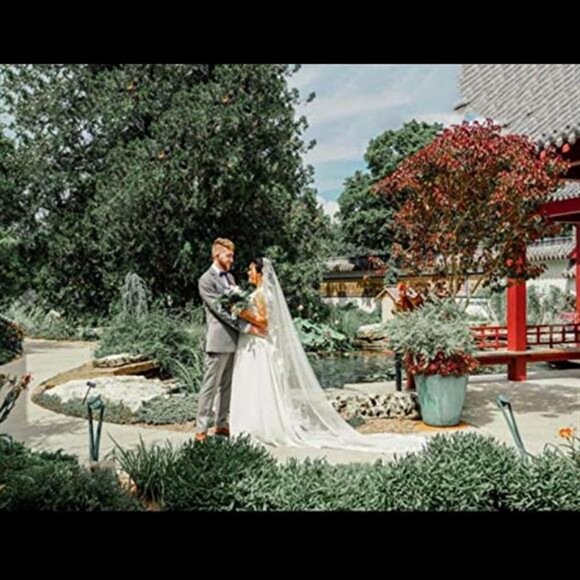 Bride Wedding Lace Veils Long Cathedral Veil Soft Bridal Veils 118" (White) - Picture 7 of 7